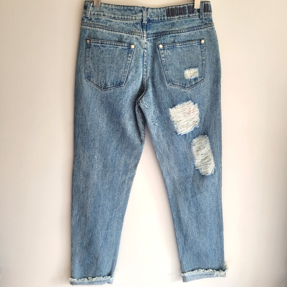 House of Holland Plaid Patchwork Distressed Jeans - Picture 6 of 8